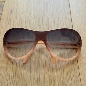 CHANEL Peach to Brown Gradient Oversized Sunglasses